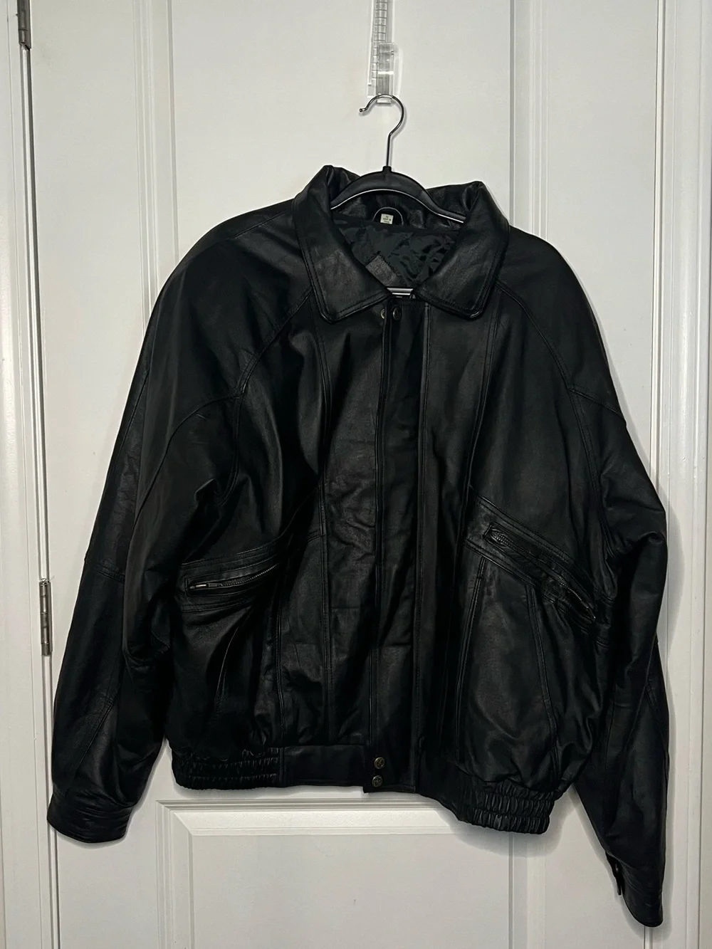 Greatland Men’s Jacket Black Leather Bomber 90s Y2K Vintage Sz XL Casual *FAIR